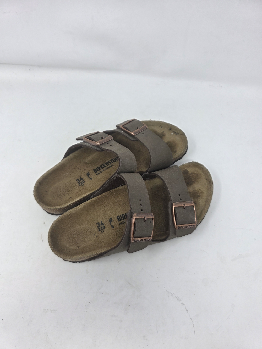 Birkenstock Arizona Mocha Birko-Flor Sandals Brown Copper Buckles Size 34 US 3
